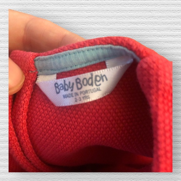 Baby Boden Red Textured Pinnie Dress - Picture 3 of 5
